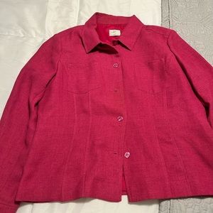 Lightweight fuchsia jacket size 16 with button detail.